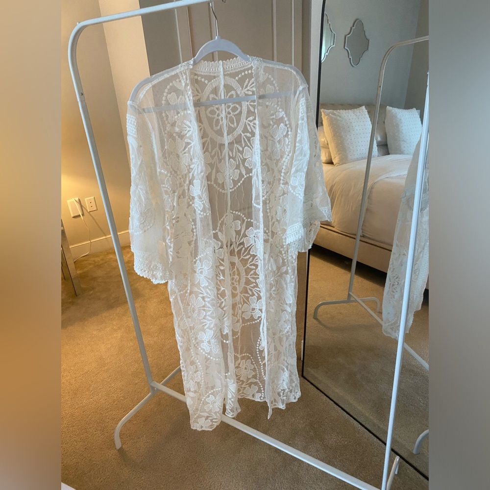 Boho White Lace Kimono